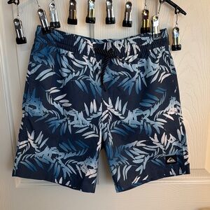 Quiksilver Men's Blue Leaf Print Swim Shorts